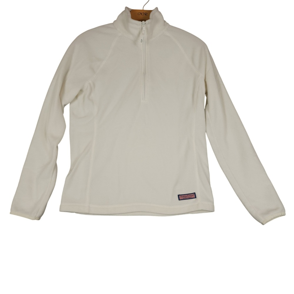 Vineyard Vines Womens Cream Fleece 1/4 Zip Pullover Sweatshirt XS